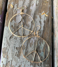 Load image into Gallery viewer, Peace out hoops (gold or silver)