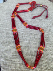 70’s red and pink beaded necklace