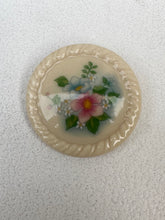 Load image into Gallery viewer, Vintage Avon Round Cream Ceramic Floral Brooch Pin