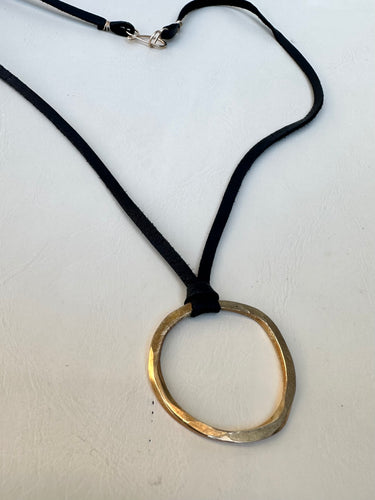 Brass Ring leather choker