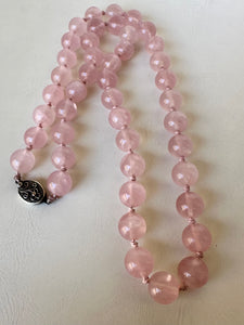 10 mm rose quartz beaded necklace