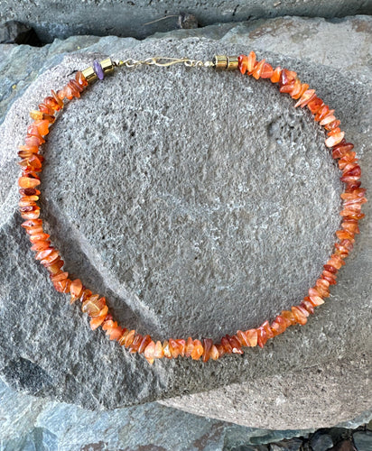 Carnelian Chip beaded necklace