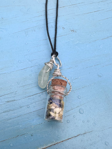 Mini herbal intention jar necklaces