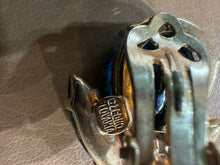Load image into Gallery viewer, Vintage Czechoslovakia Prong Set AB Blue Crystal Navette Clip On Earrings