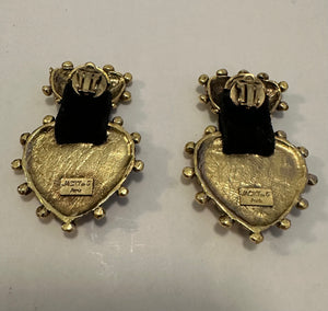 Jacky de G 80’s ornate heart earrings