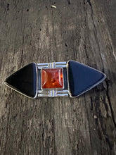 Load image into Gallery viewer, Onyx &amp; Amber Sterling Brooch