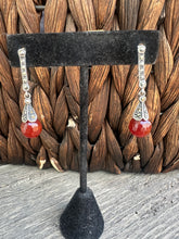 Load image into Gallery viewer, Art Deco carnelian drop earrings