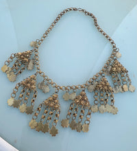 Load image into Gallery viewer, 1940’s brass statement boho necklace