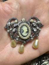 Load image into Gallery viewer, Vintage Furla Italy Silver Tone Cameo Dangle Brooch Pin