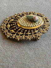 Load image into Gallery viewer, Fliagree with pink flower Brooch
