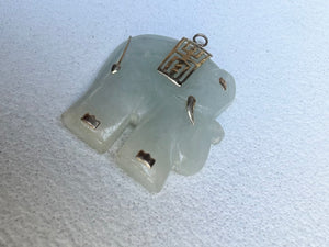 Jade elephant pendant with 14 K gold