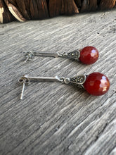 Load image into Gallery viewer, Art Deco carnelian drop earrings