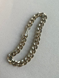 Goldtone etched curb chain bracelet