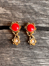 Load image into Gallery viewer, E. Bastheim mini coral and pearl earrings