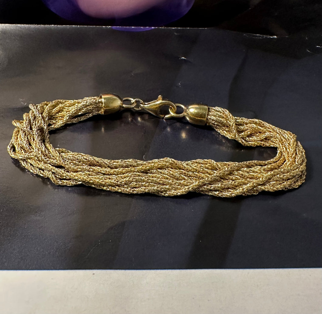 Multi strand gold rope chain bracelet