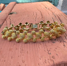 Load image into Gallery viewer, Etruscan Revival style gold tone heart bracelet