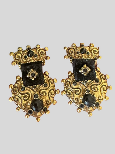 Jacky de G France ornate gold earrings