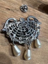 Load image into Gallery viewer, Vintage Furla Italy Silver Tone Cameo Dangle Brooch Pin