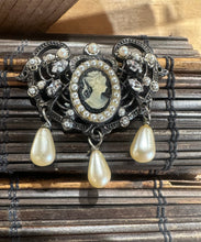 Load image into Gallery viewer, Vintage Furla Italy Silver Tone Cameo Dangle Brooch Pin