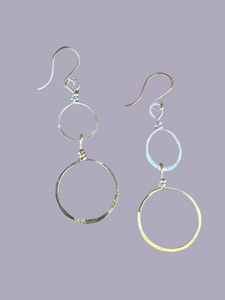 Mixed metal swingy double hoops