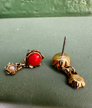 Load image into Gallery viewer, E. Bastheim mini coral and pearl earrings