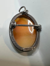 Load image into Gallery viewer, Antique Sterling Silver Hand Carved Shell Cameo Convertible Pendant Brooch