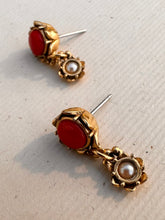 Load image into Gallery viewer, E. Bastheim mini coral and pearl earrings