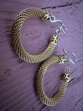 Load image into Gallery viewer, Gold mesh hoops