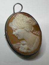 Load image into Gallery viewer, Antique Sterling Silver Hand Carved Shell Cameo Convertible Pendant Brooch