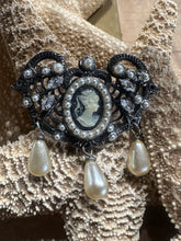 Load image into Gallery viewer, Vintage Furla Italy Silver Tone Cameo Dangle Brooch Pin