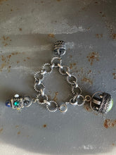 Load image into Gallery viewer, Etruscan silver chunky charm bracelet