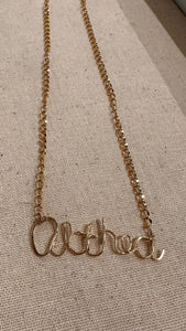 Wire name necklace