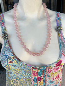 10 mm rose quartz beaded necklace