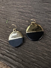 Load image into Gallery viewer, KC enamel and gold disc earrings