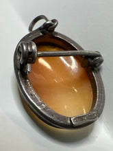 Load image into Gallery viewer, Antique Sterling Silver Hand Carved Shell Cameo Convertible Pendant Brooch