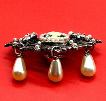 Load image into Gallery viewer, Vintage Furla Italy Silver Tone Cameo Dangle Brooch Pin