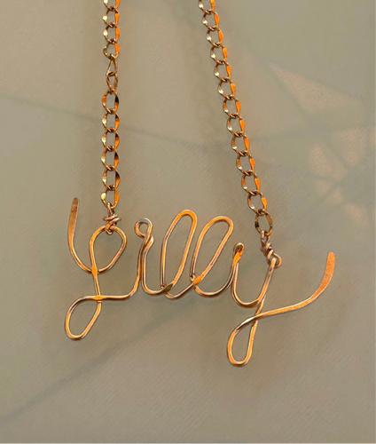 Wire name necklace