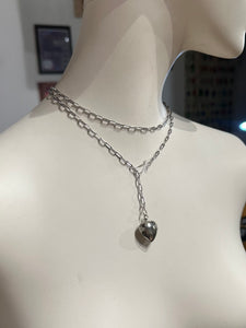 Puffy Disco heart convertible necklace