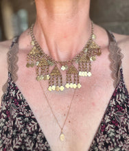 Load image into Gallery viewer, 1940’s brass statement boho necklace
