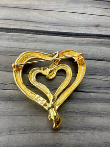 L-S gold heart brooch