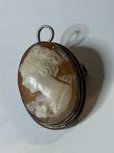 Load image into Gallery viewer, Antique Sterling Silver Hand Carved Shell Cameo Convertible Pendant Brooch