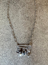 Load image into Gallery viewer, Safety pin charm necklace