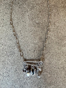 Safety pin charm necklace