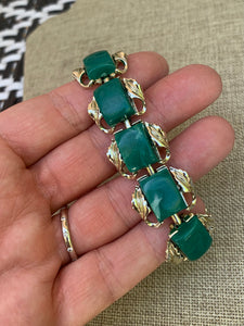 Coro Emerald green thermoset bracelet