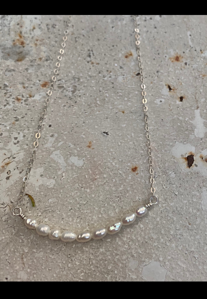 Tiny pearl stack on gold or sterling