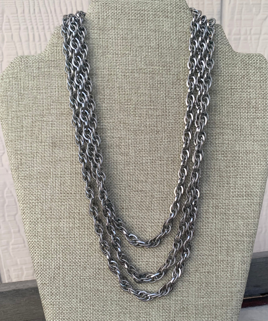 Long silver Napier chain