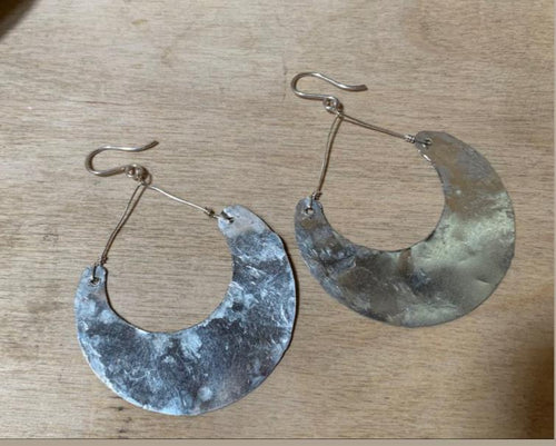 Super light silver crescent earrings