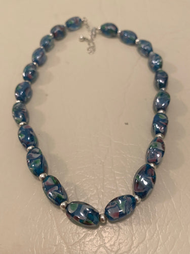 Vintage lamp work glass bead necklace