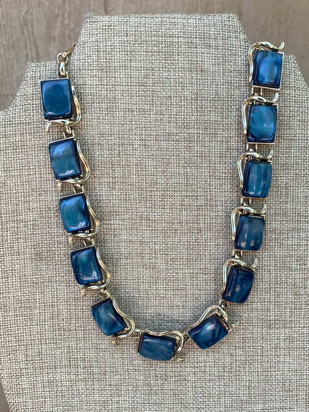Coro blue thermoset necklace