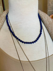 Monet glass knotted lapis necklace